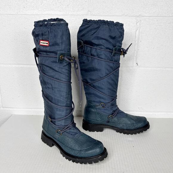 Hunter Boots Womens Size 8 Navy Blue Summit Waterproof Winter Snow Tall - Picture 1 of 10